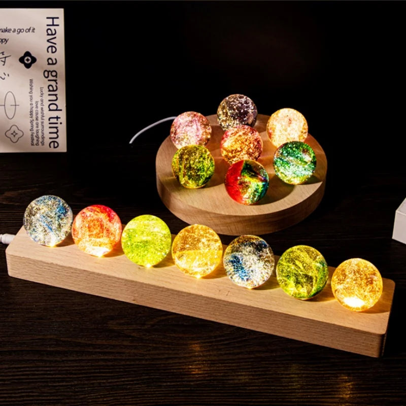 1 Set Fantasy Colorful Glass Star Ball Luminous Planet Astronomy Planets Ball Fantastic Style Home Decoration Cosmic Model Gift