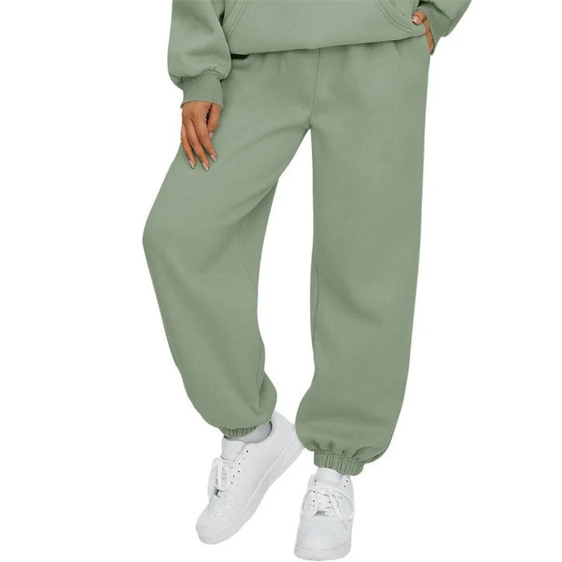 autumn winter Women's Pants Solid Color Sweatpants Daily casual Pants Women's Comfortable loose Drawstring Women's Trousers
