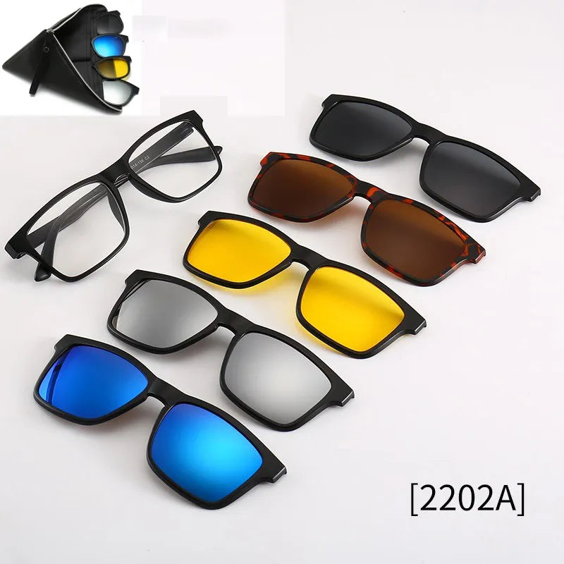 HJYFINO 5 lenes Magnet Sunglasses Clip Mirrored Clip on Sunglasses clip on glasses Polarization Clip Custom Prescription Myopia