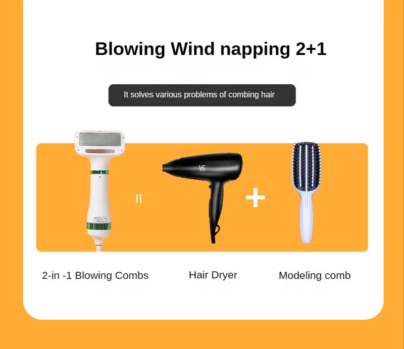 2-In-1 Pet Dog Dryer Quiet Dog Hair Dryers and Comb Brush Grooming Kitten Cat Hair Comb Puppy Fur Blower Adjustable Temprature