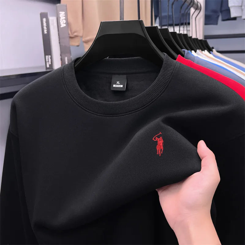 Designer brand men's round neck sportswear autumn new item thickened warm luxury pony print loose casual Paul pullover