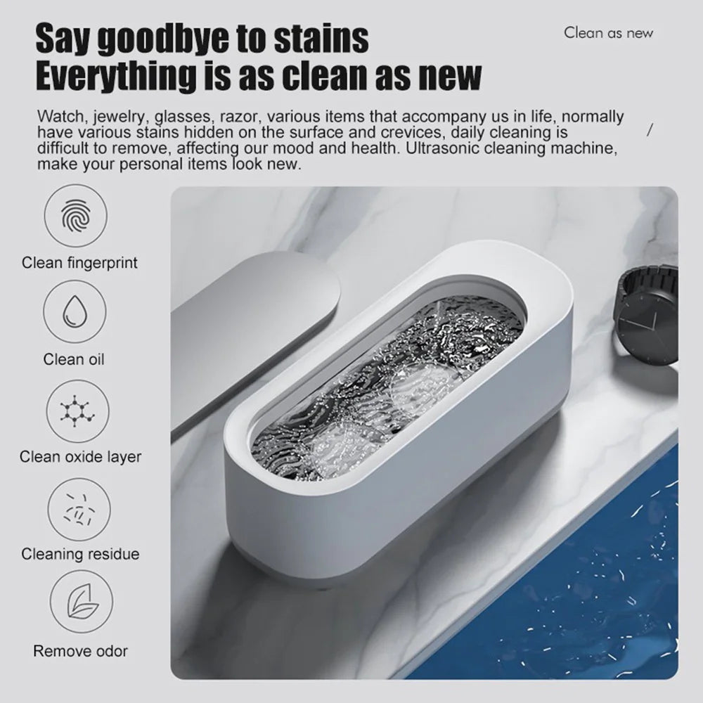 Ultrasonic Cleaning Machine High-frequency Vibration Eyeglass Cleaner Washing Tools for Watch/Jewelry/Glasses/Makeup Tool