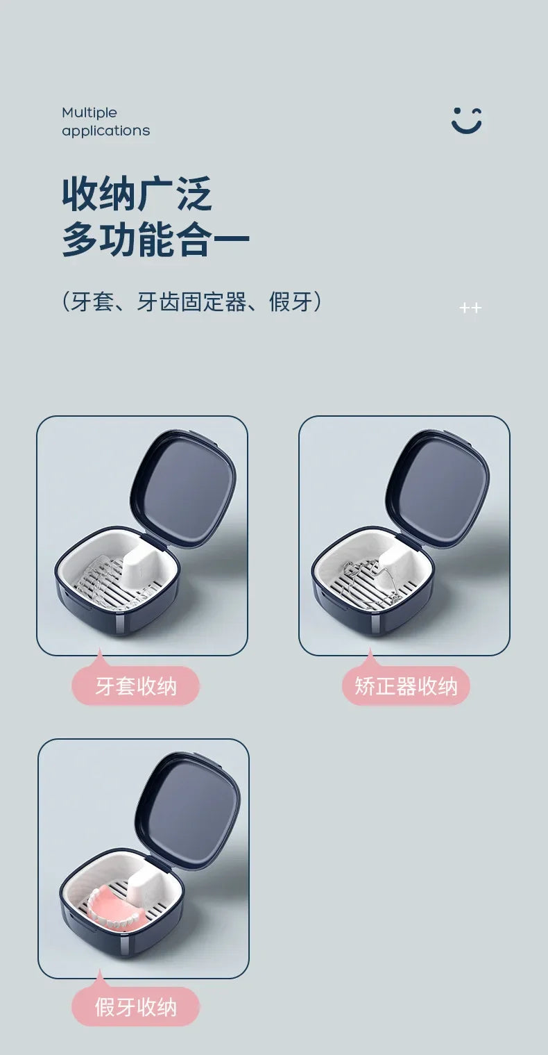 Retainer Case Portable Mouth Guard Box Oral Cleaning False Teeth Denture Storage Box Teeth Aligner Braces Box Orthodontic