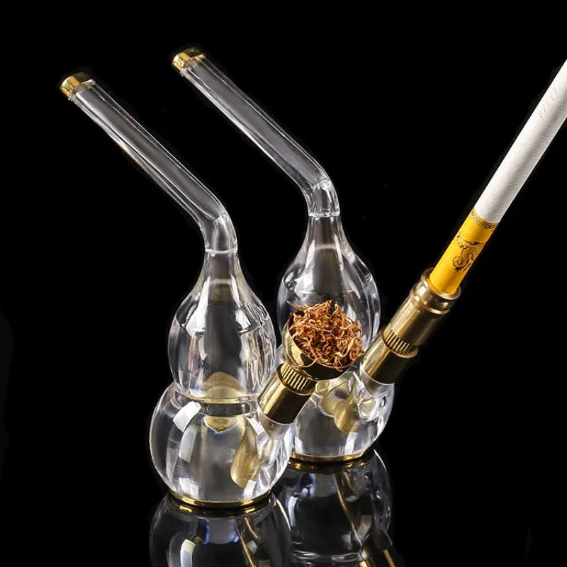 Dual purpose exquisite water bottle Gourd shaped Transparent pipe Tar Filtration Recyclable Smoking Holders Smoking Accessories