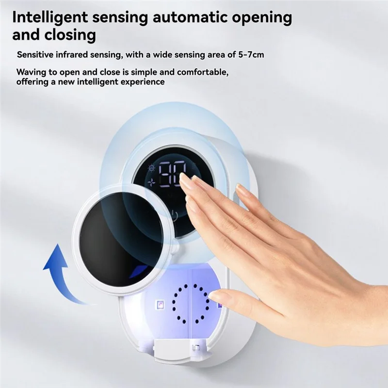 AC93-Wall Mounted Smart Home For Bathroom Light Cleaning Fan Drying Automatic Rotating Cover Toothbrush Holder And Cleaner
