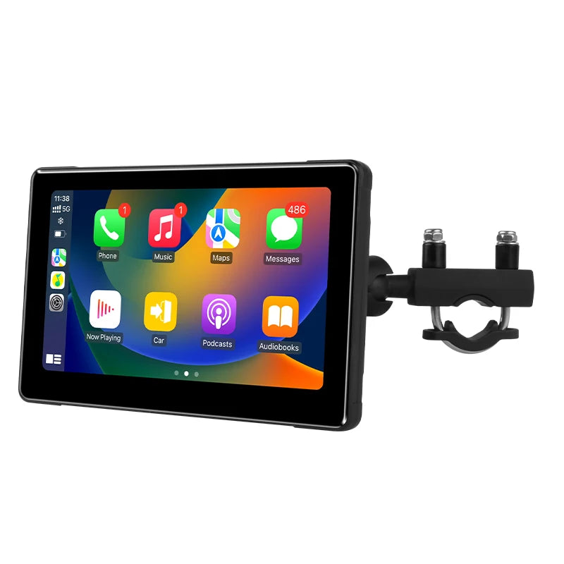 Srnubi 7 Inch Motorcycle Portable Navigation GPS Wireless Carplay Android Auto IP67 Waterproof Motorcycle Touch Screen Display