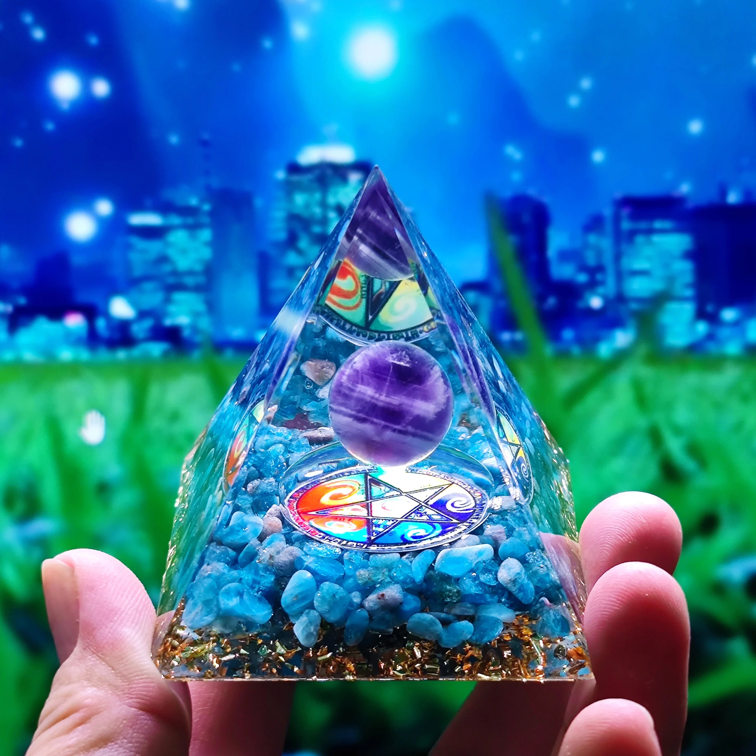 Orgonite Pyramid Crystals Natural Stone Orgone Energy Generator Healing Reiki Chakra Meditation Ornaments Crafts Office Decor