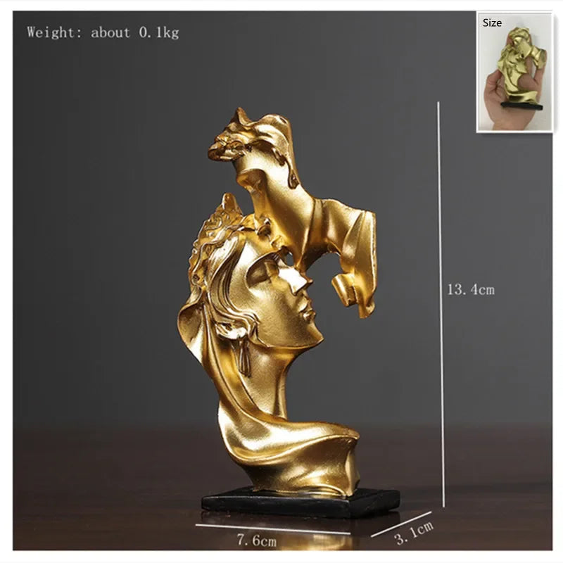 Accessories for home decoration silence is Gold statue for decoration statue of human face sculpture abstract African decoration