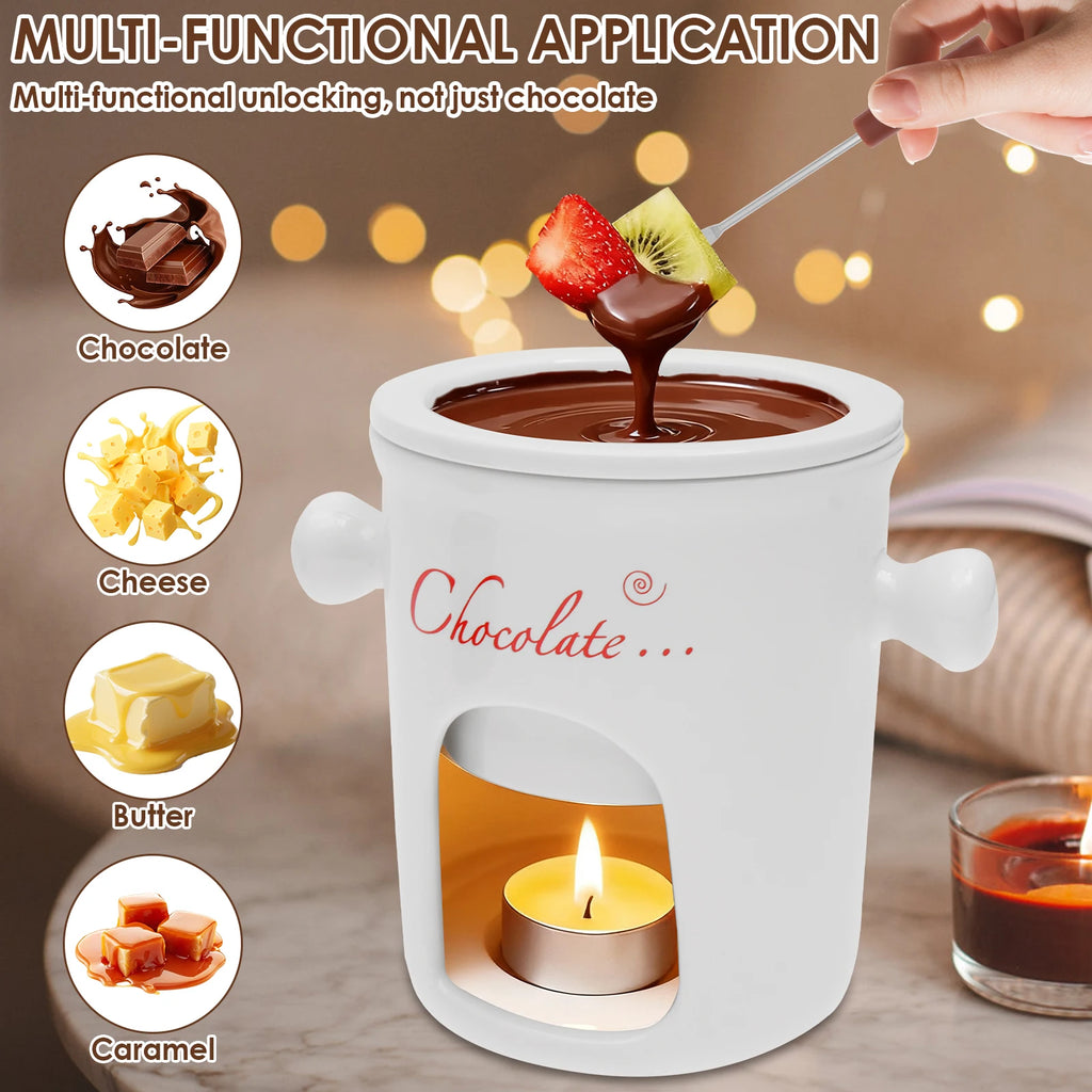 280ml Fondue Pots Fondue Mug Personal Mini Chocolate Cheese Ice Cream Fondue Maker Kit Individual Butter Melter Cup Small Warmer