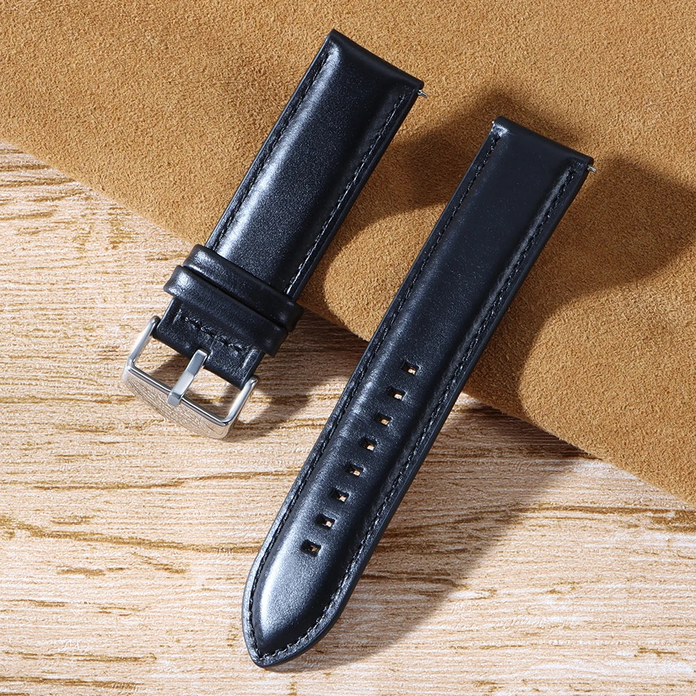 Retro Leather Watch Band 20mm 22mm 18mm 24mm 26mm for Seiko Smartwatch Bracelet Universal Wristband Quick Release Cowhide Strap