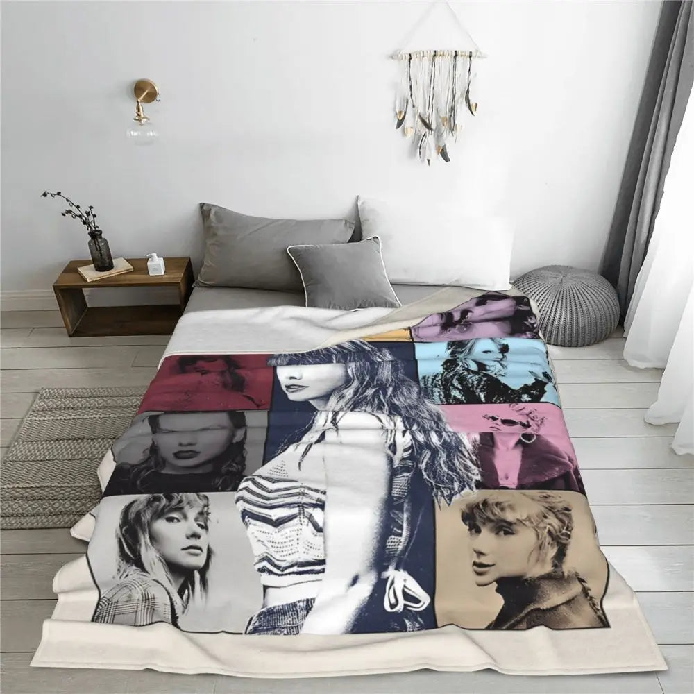 The Eras Tour Blanket Flannel Print Tayloring Portable Lightweight Thin Throw Blankets for Bedding Outdoor Quilt