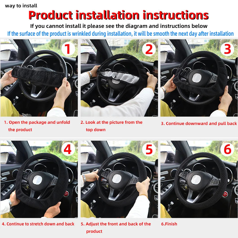 Automotive Products Carbon Tiny Silicone Massage Pellet Leather Steering Wheel Cover without Inner Ring Fits 14.5-15 Inches