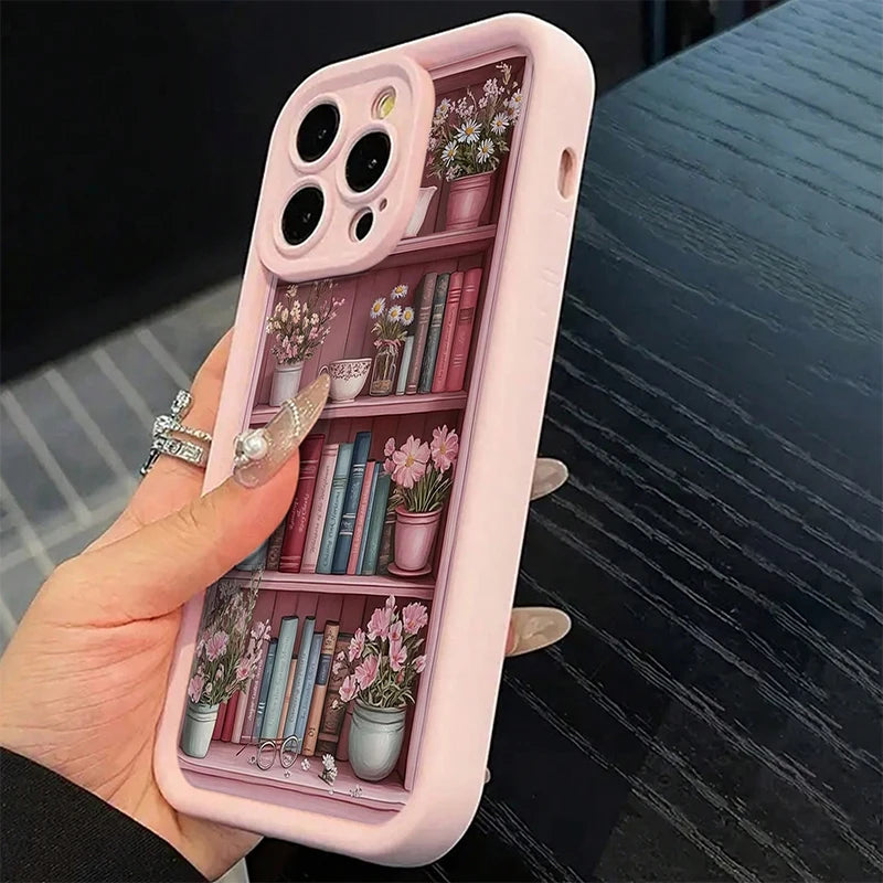 Pink Soft Shockproof Phone Case With Paintbook Design For iPhone 17 16 15 14 13 12 11 Pro Max Air X XS Max XR 7 8 Plus Cover