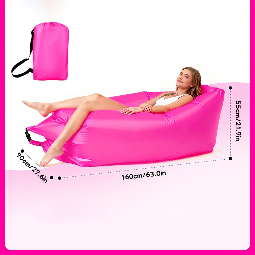 Multi Colored Single Lazy Inflatable Sofa Portable Outdoor Beach Air Sofa Bed Folding Camping Sleeping Bag for Comfortable Rest