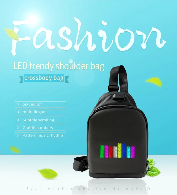 Led Waist Bag Smart  APP LED Pixel Backpack for Women Men DIY Multilingual Graffiti Dynamic Shoulder Bag Chest Bag Led Display