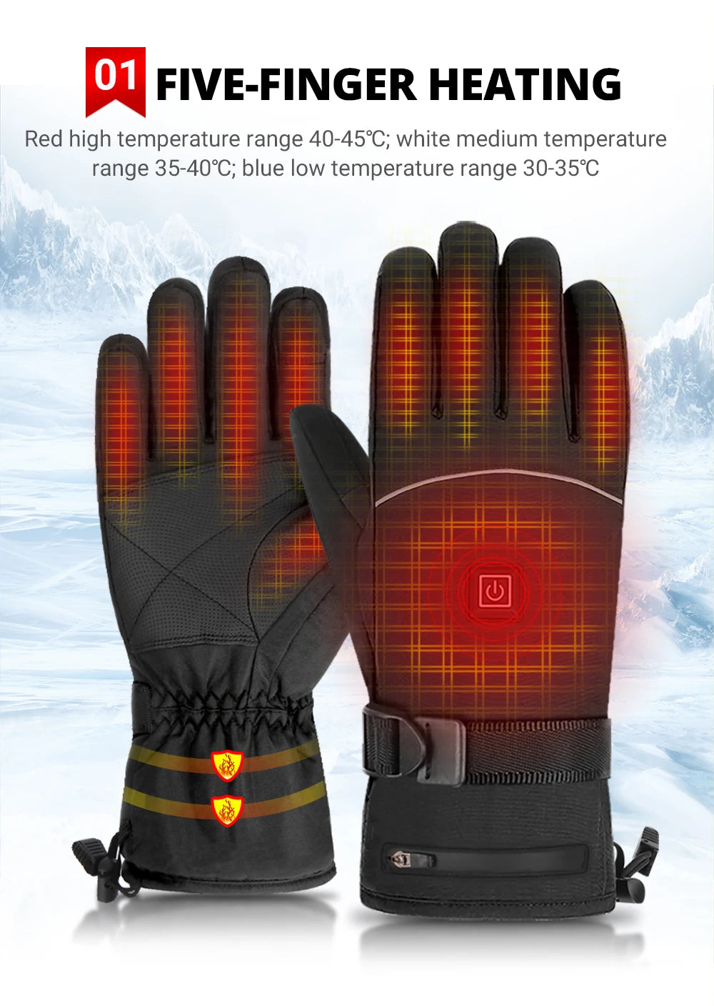 HEROBIKER Motorcycle Gloves Waterproof Heated Guantes Moto Touch Screen Battery Powered Motorbike Racing Riding Gloves Winter##