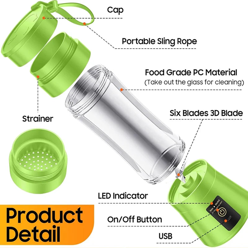 380ml Portable Juicer Fruit Smoothie Electric Blender Mini Juice Cup Usb Charging Blender Suitable for Travel And Fitness Use