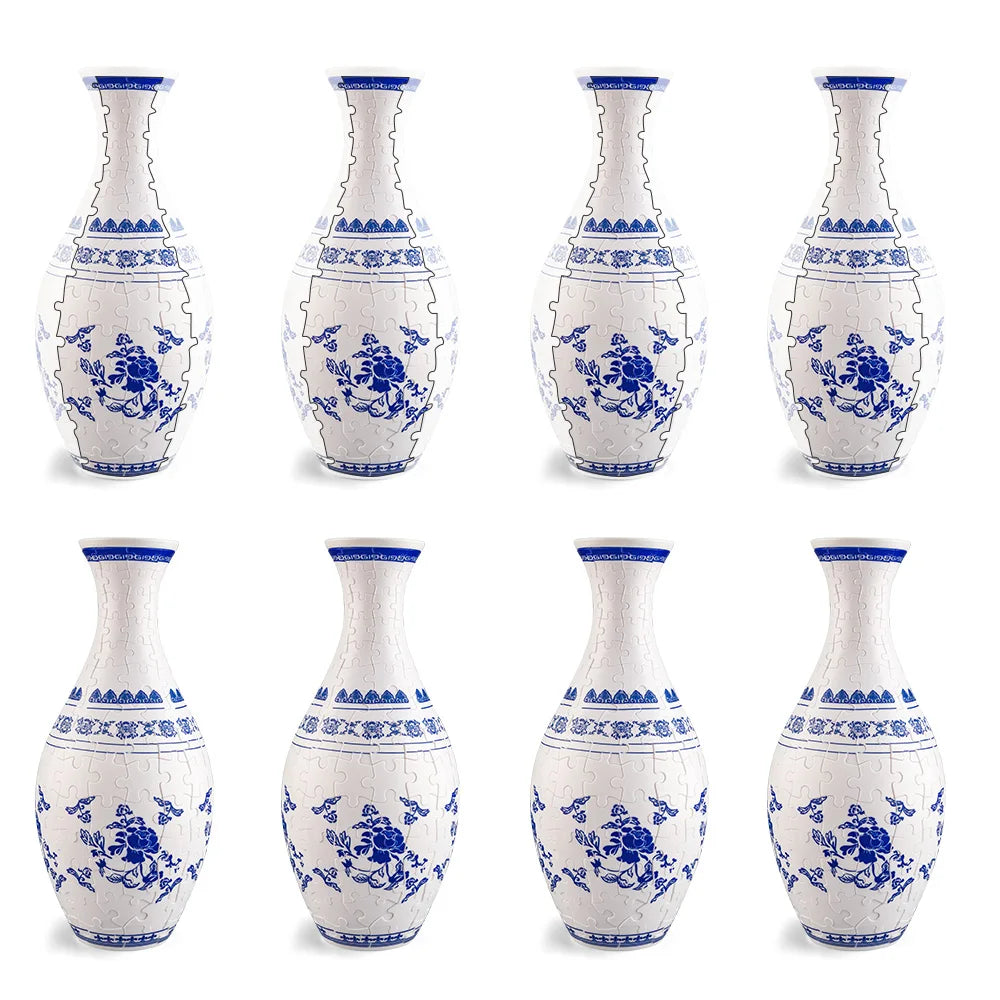 3D Puzzle Vase Home Decoration Christmas Gifts DIY Chinese Vase for Bouquet Flowers Creative Handmade Flower Vase Puzzle Toys