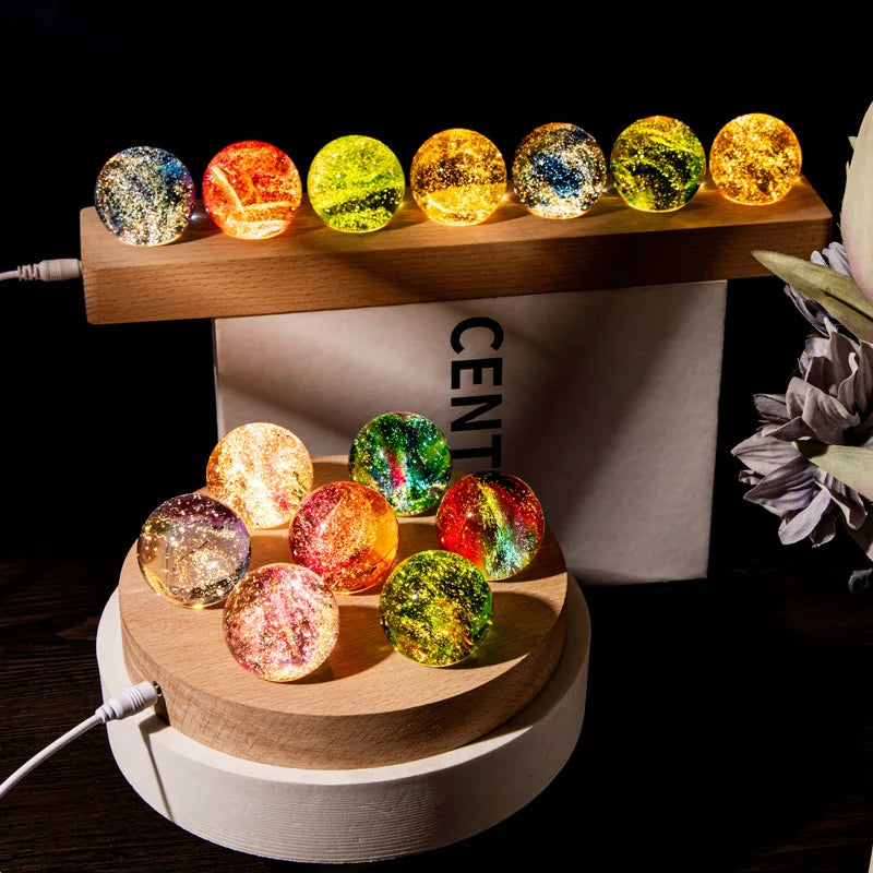 1 Set Fantasy Colorful Glass Star Ball Luminous Planet Astronomy Planets Ball Fantastic Style Home Decoration Cosmic Model Gift