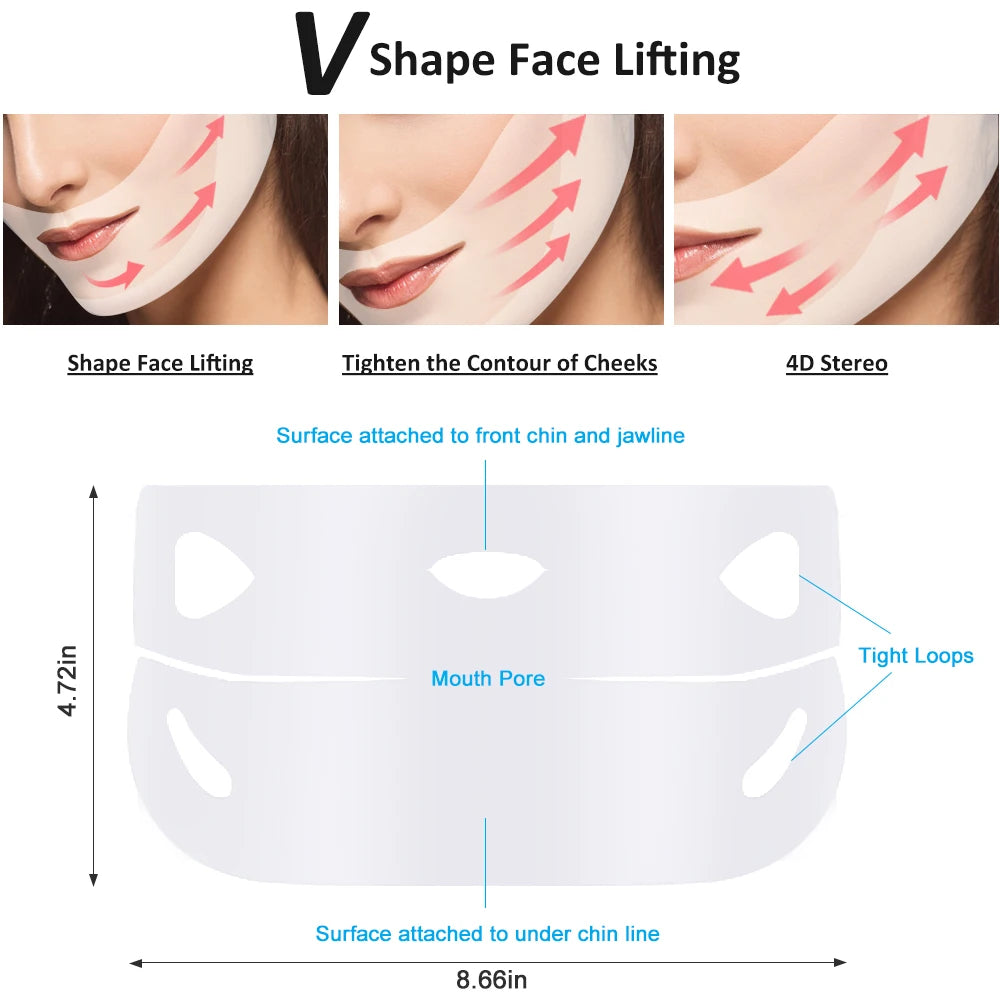 4D V shape Lifting Face Mask Ear Hanging Chin Cheek Lift Facial Slimming Hydrogel Thin Face-Lifting Slimmer Mask Black Packaging