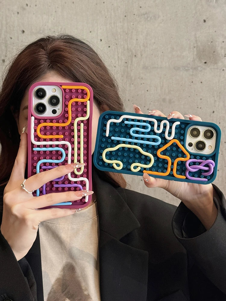 Funny Sensory Activity Board Silicone Decompression Phone Case For iPhone 16 15 14 13 12 11 17 Pro Max Soft Back Cover