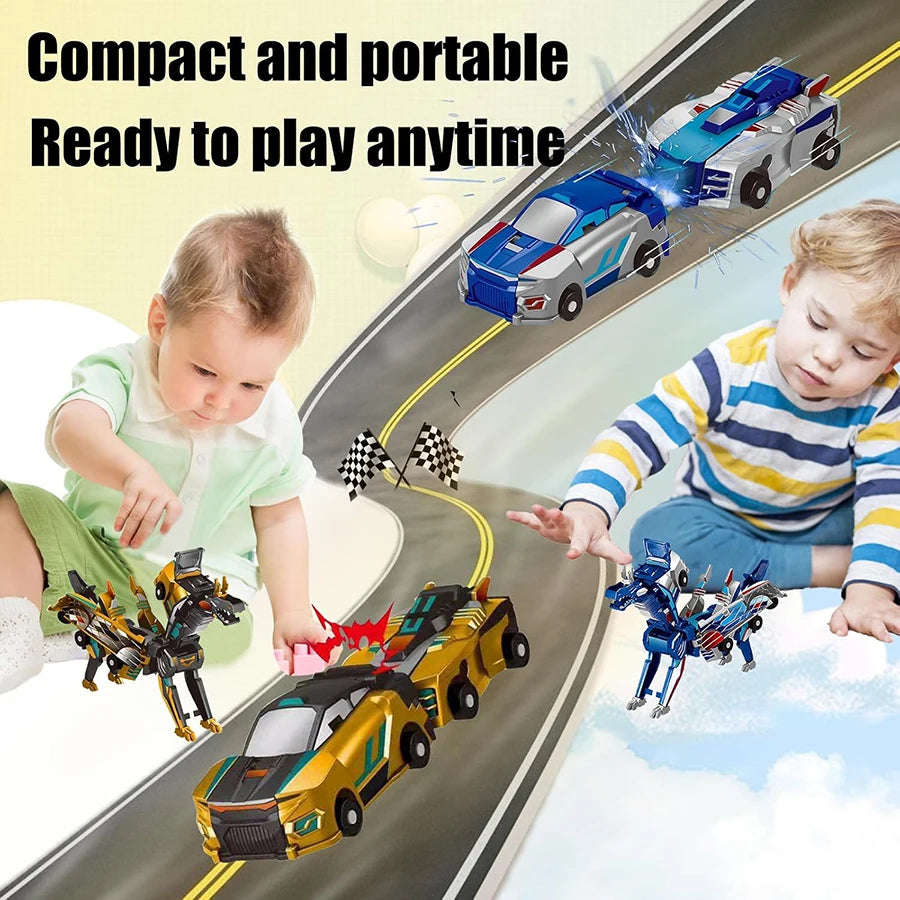 2in1 Collision Transformation Dinosaur Car Toy Magnetic Cars Convertible Robot Toy Dinosaur Toys for Kids Christmas Gift for Boy