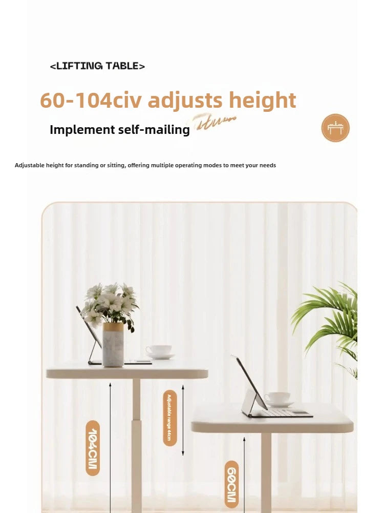 Height Adjustable Mobile Laptop Desk with Wheels Multi-Purpose Rolling Tray Table for Standing Workstation Use in Living Room