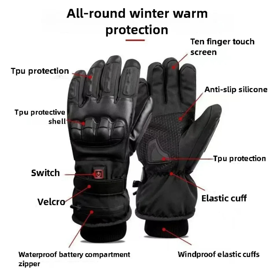 Heated Motorcycle Gloves for Men Tactical Winter Gloves Bicycle Supplies Skiing Gear Bike Accessories Warm Cycling