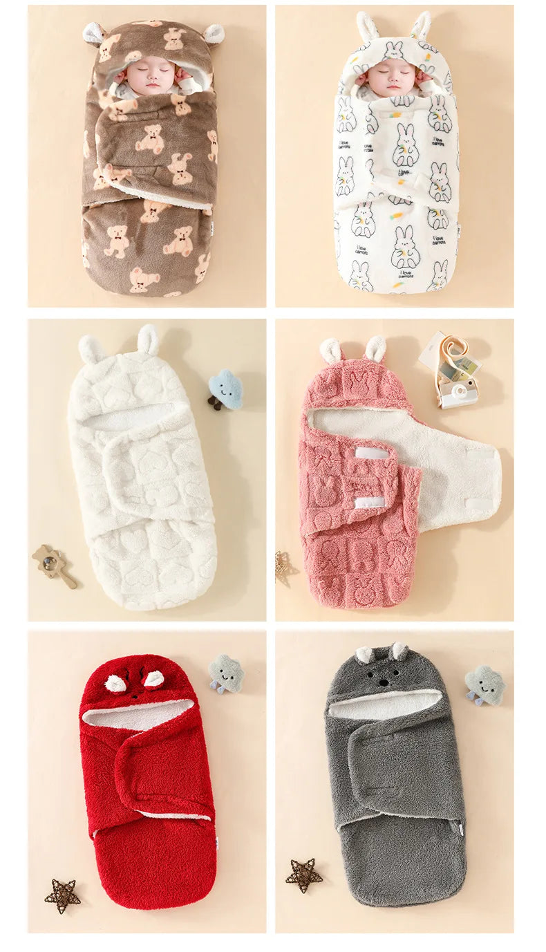 Newborn Baby Quilt Autumn Winter Style Cartoon Single Room Package Wrapped Quilt Cover Animal Pattern Pure Color Velvet Material