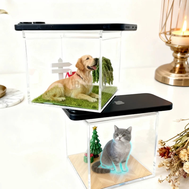 Pet Holographic Digital House, Memorial Decorative Item, Transparent Interactive Display Box High-Transparency Material Creative