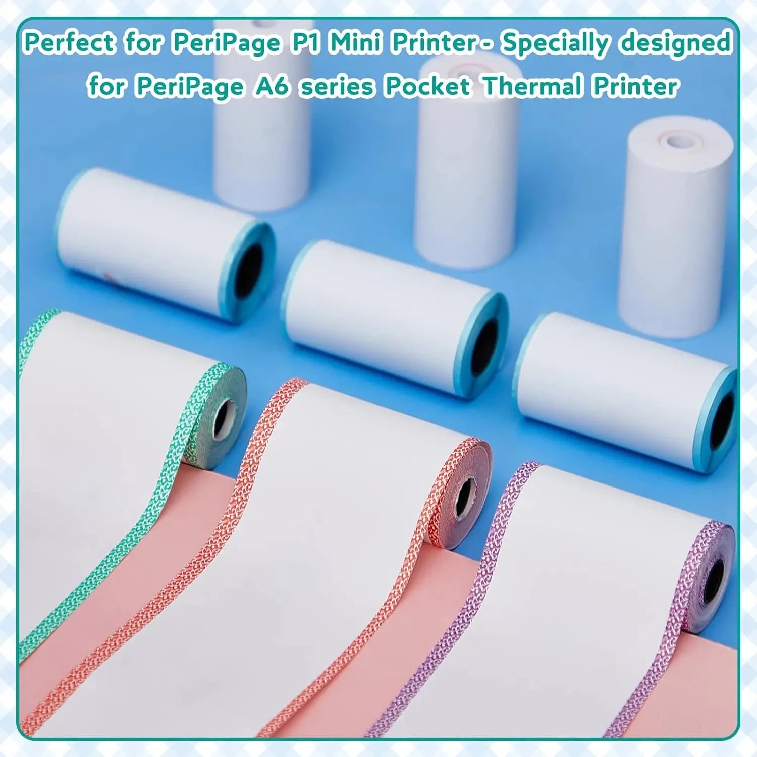 9 Rolls Thermal Printer Paper Adhesive 57X30mm Mini Printing Paper Rolls Printable Stickers For P1 Printer PeriPage A6 Printer