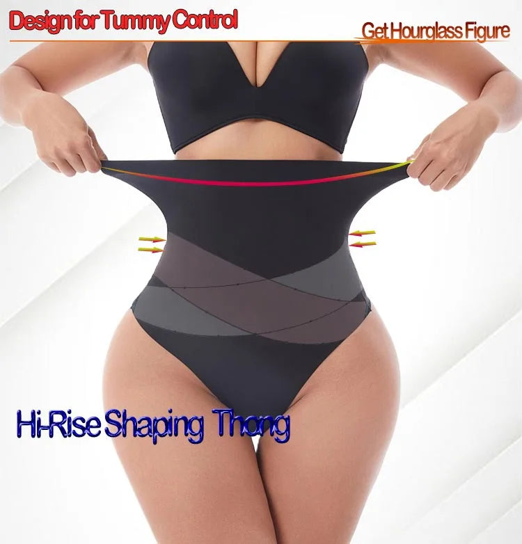 Women's High Waist ThongT-backCross X Shaping Tummy Control Panties Strong Body Shaping Waist Cincher Hip Lifter Seamless
