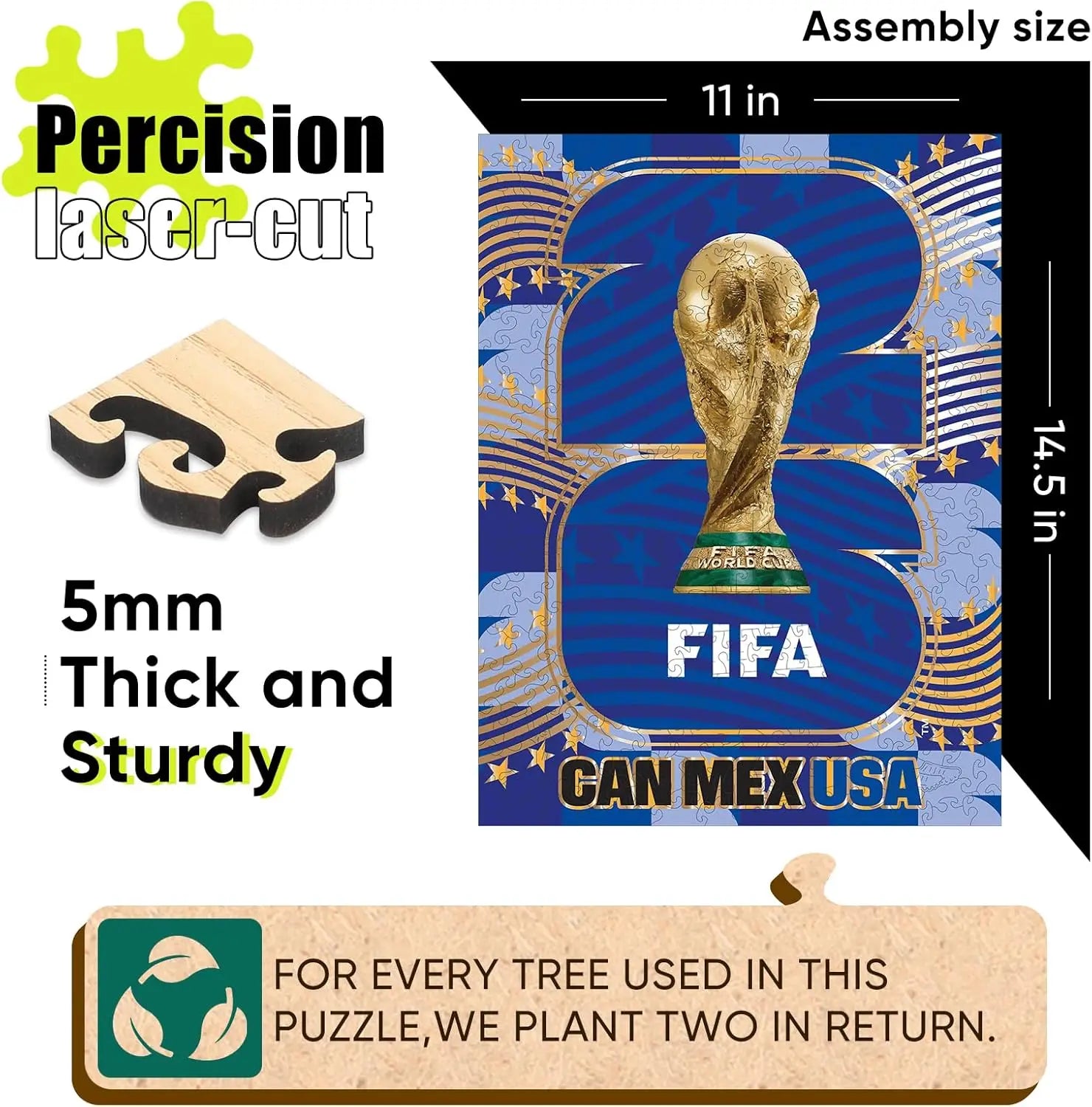 FIFA World Cup 2026 Limited Edition Collector's Wooden Puzzle 300PC Adult Puzzles with Gift Box for True Fans Official Licensed