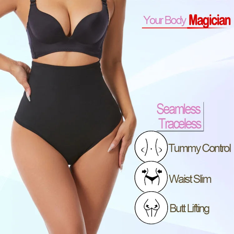 Cross-border Women's High Waist ThongT-back Tummy Control Panties with Non-slip Waistband Strong Waist Cinching and shaper