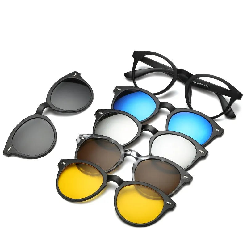 HJYFINO 5 lenes Magnet Sunglasses Clip Mirrored Clip on Sunglasses clip on glasses Polarization Clip Custom Prescription Myopia