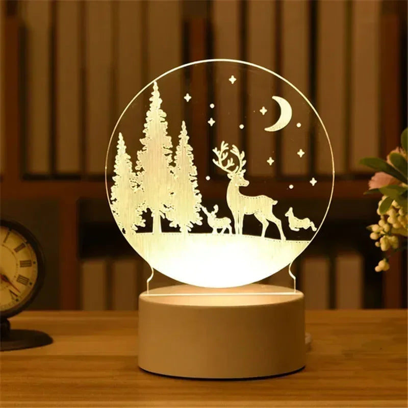 3D Acrylic LED Night Light USB Powered Bedroom Bedside Decor Night Lamp Birthday Kid Gifts Table Ornaments Novelty Lighting