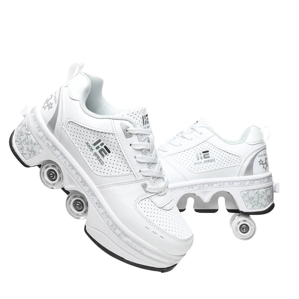 Unisex Four-Wheel Roller Skate Shoes Casual Deformation Parkour Sneakers Kids Skates Stage personalized Sport Roller Skate Shoes