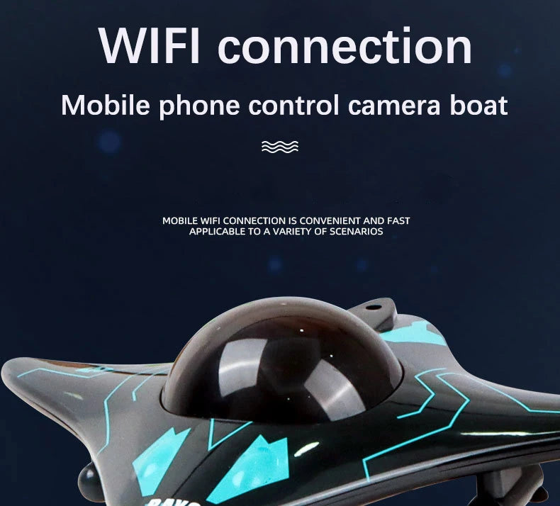 RC Boat Submarine with Camera Underwater 6CH Remote Control Wifi FPV Remote Control Boats Radio Control Toys - Kid Gifts