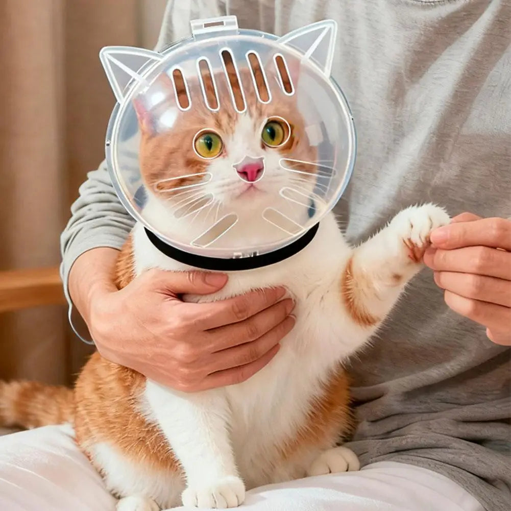 Cat Muzzle Anti-Bite Breathable Cat Grooming Supplies Grooming Mask Bath Grooming Anti-Licking Protective Space Hood