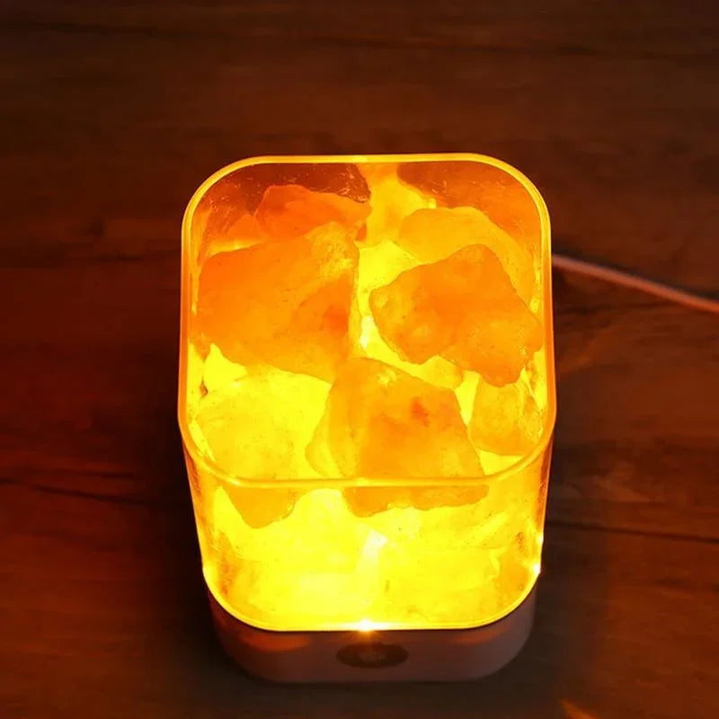 Natural Himalayan Salt Crystal Lamp USB 7 Color Changing Night Light for Health Relaxation Bedroom Bedside Home Decor