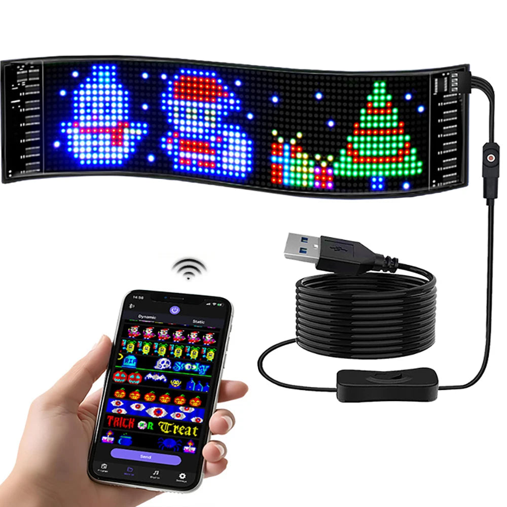 Car Decor Advertising Logo Lights Outdoor LED Matrix Pixel Scrolling Screen DIY Customize Patterns,Animations,Text Warning Light
