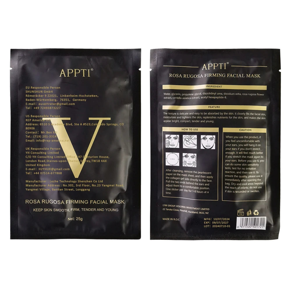 4D V shape Lifting Face Mask Ear Hanging Chin Cheek Lift Facial Slimming Hydrogel Thin Face-Lifting Slimmer Mask Black Packaging