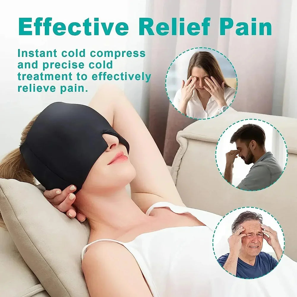 Gel Cold Compress Eye Mask Migraine Relief Cold Compress Therapy Cap Head Wrap Pack Eye Mask For Pressure Relieve Pain Ice Hat