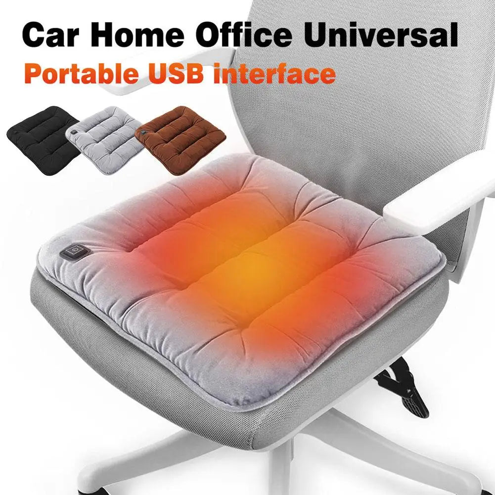 Car Heated Seat Cushion Winter Plush Seat Cushion Quick-Heating For Car, Home, 12V USB Electric Heating Single Pad