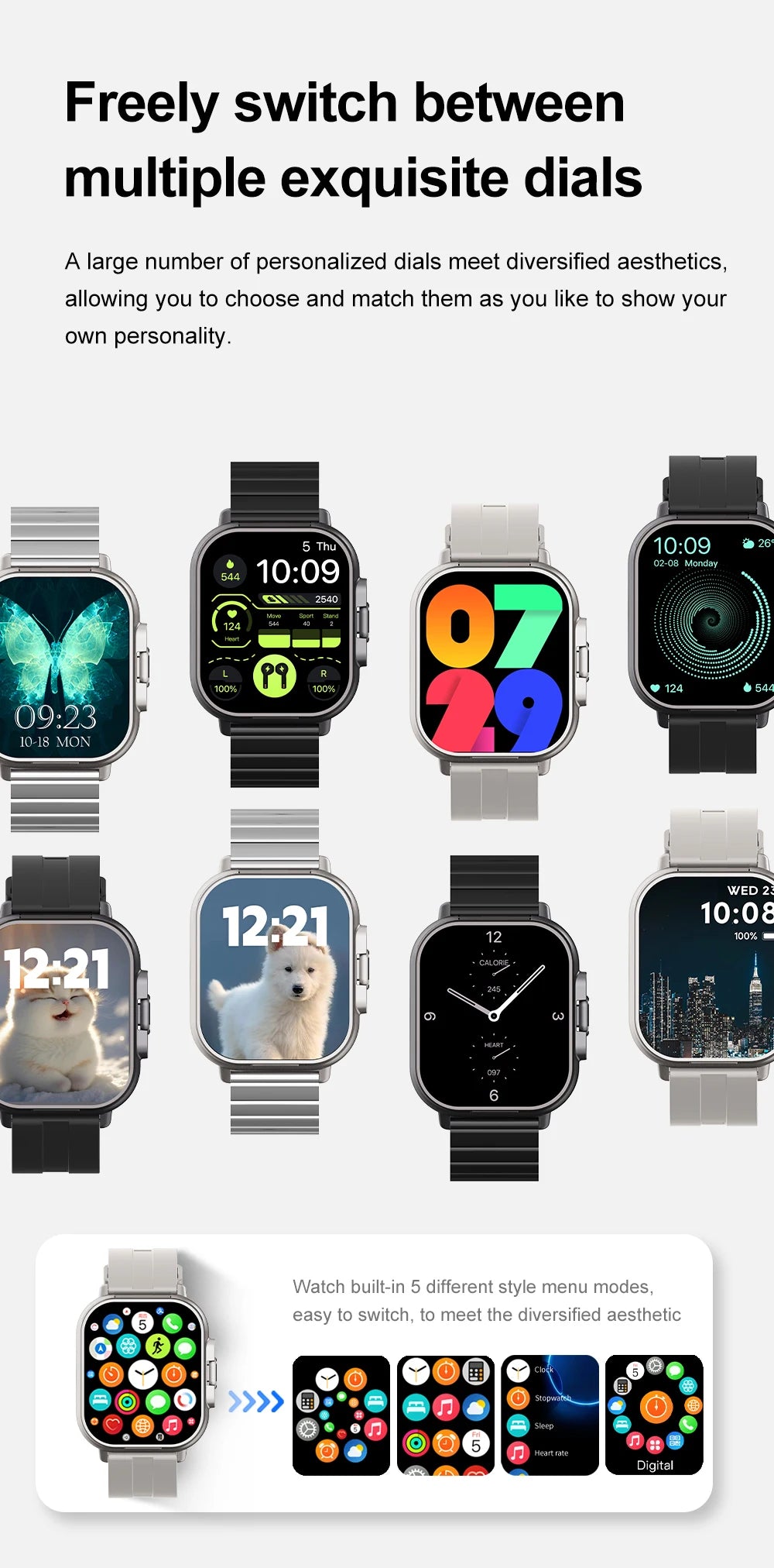 2026 New Smartwatch TWS Earphone 2.01' Bluetooth Call Heart Rate Monitor Sport Fitness Tracker 2 in 1 Smart Watch Headset