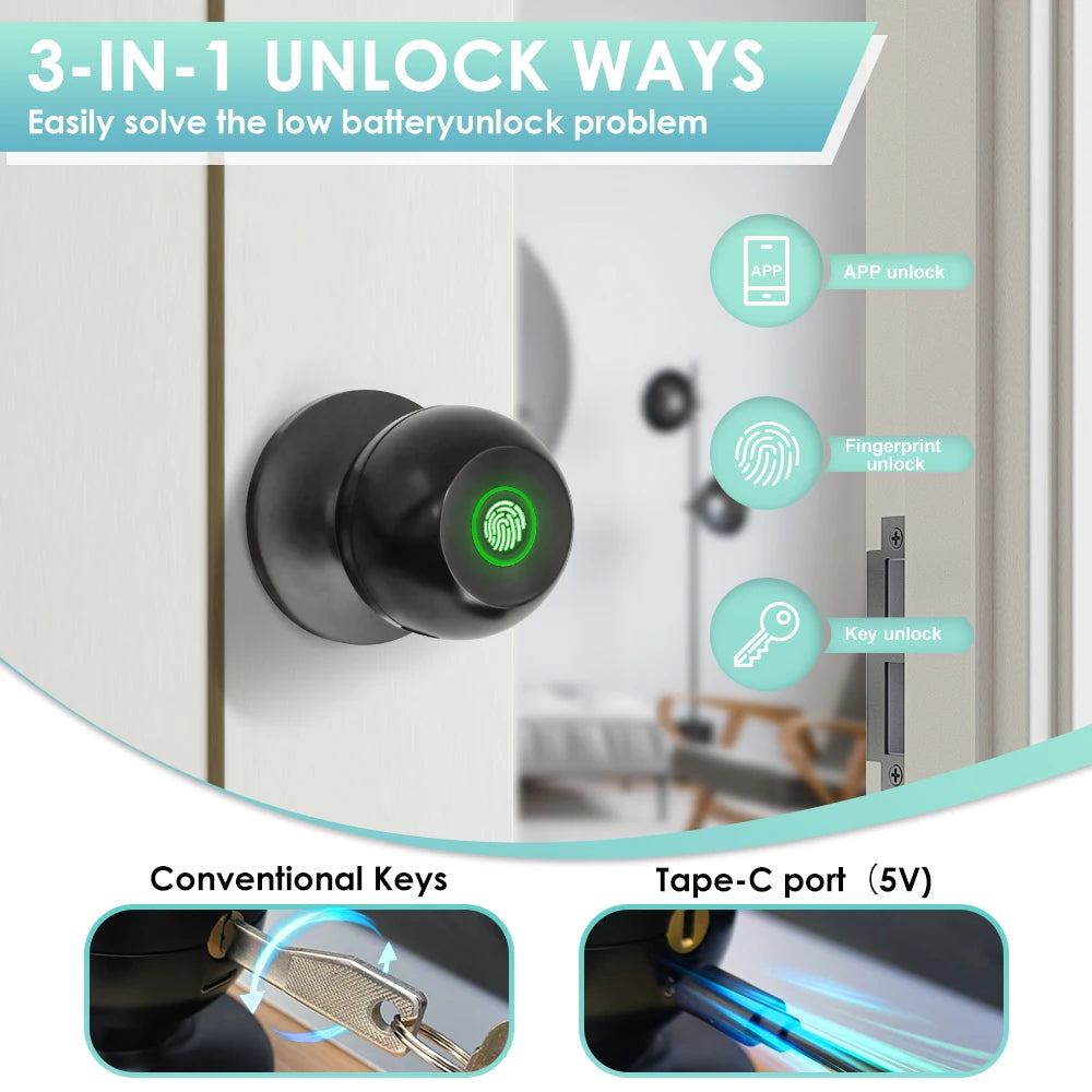 Tuya Door Lock Bluetooth Fingerprint Recognition Lock Smart Life Unlocking Automation Residential Security Protection