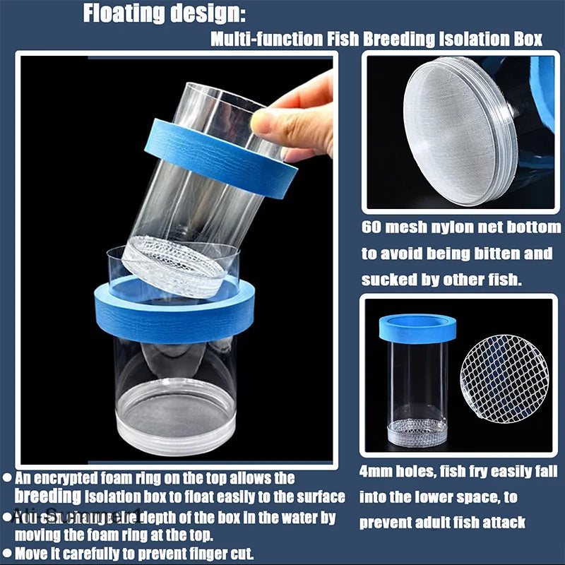 【E】Floating Fish Breeding Isolation Box With Suction Cups 270°Flowing Water Propagation Separate Parent And Baby Fishes