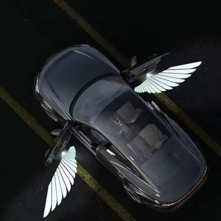2Pcs Car Angel Wings Wireless Car Door Welcome Courtesy Shadow Projector Lamp LED HD Logo Light Cars Accessories