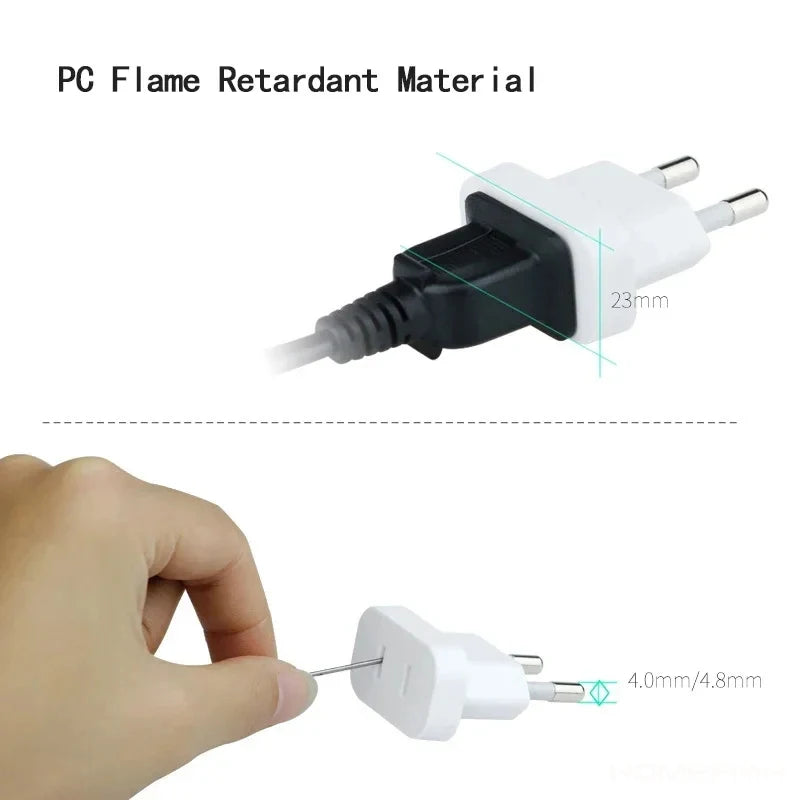 1 Pcs 4.8mm Power Plug Adapter US To EU Euro Europe Plug Power Plug Converter Travel Adapter Power Converter Outlet