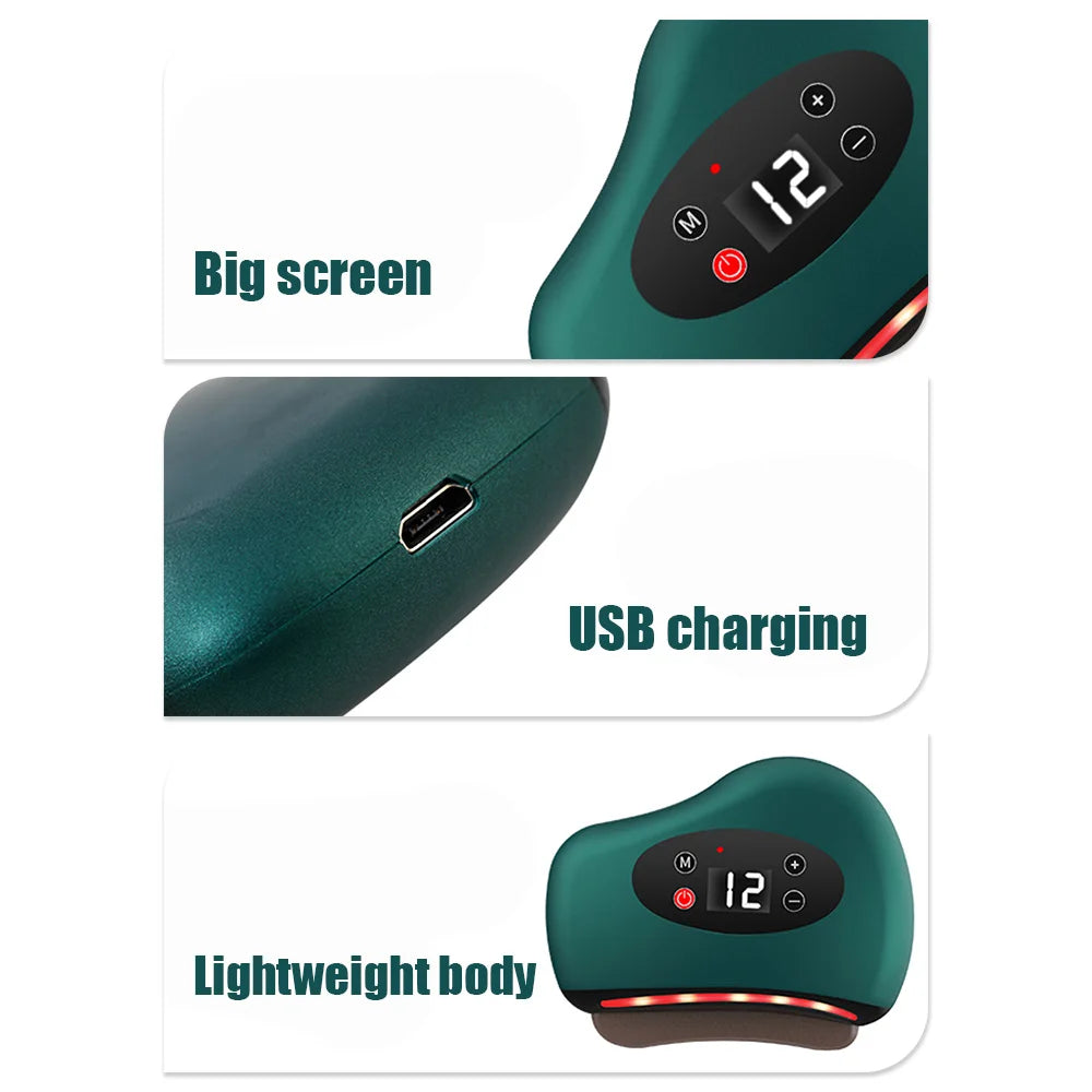Electric Guasha Massager Body Scraping Heating Vibration Muscle Guasha Face Neck Eye Massage Knife Stone Gua Sha Gouache Scraper